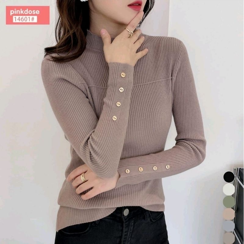 Manset Rajut Inara Kancing Pinkdose