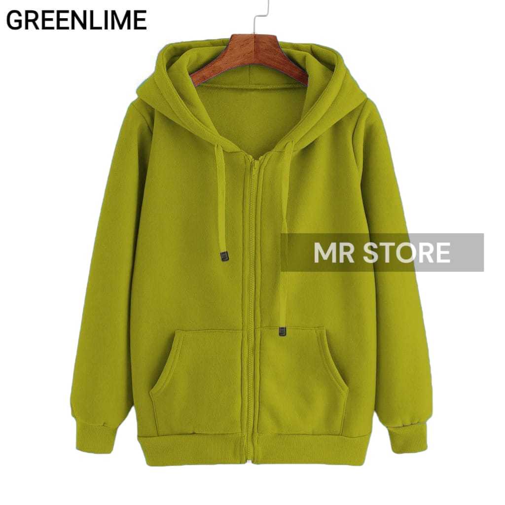 M,L,XL,XXL Jaket zipper hoodie polos greenlime mr store