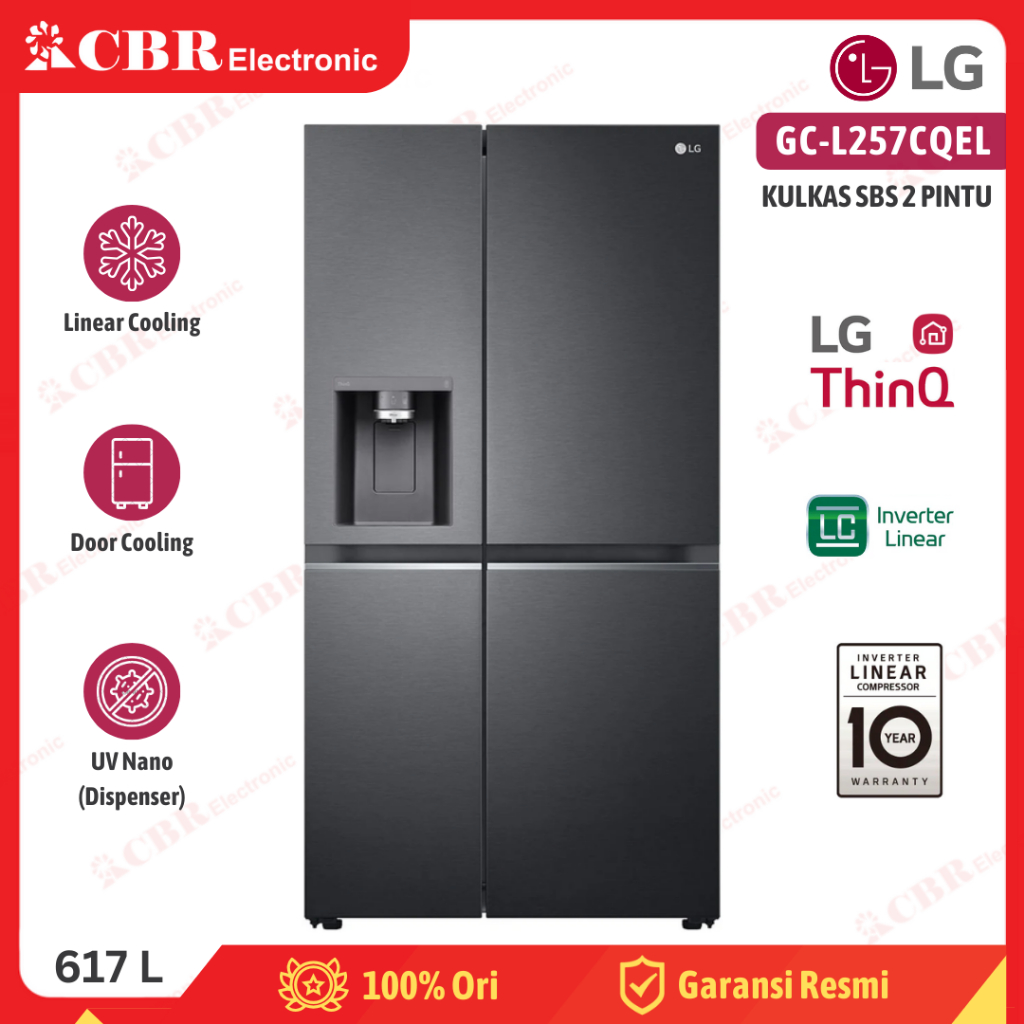 Kulkas LG Side By Side 2 Pintu GC-L257CQEL (Dispenser) 617 L