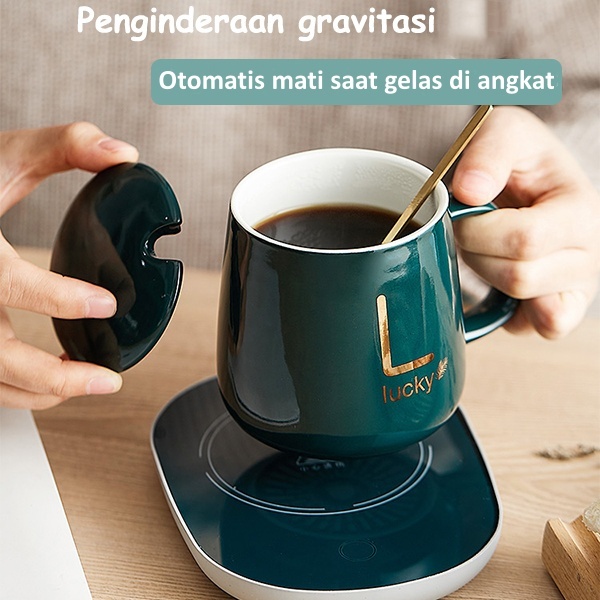 HOP Gelas Penghangat Listrik Cangkir Keramik Pemanas Listrik / Mug Gelas Dengan Tatakan Penghangat E
