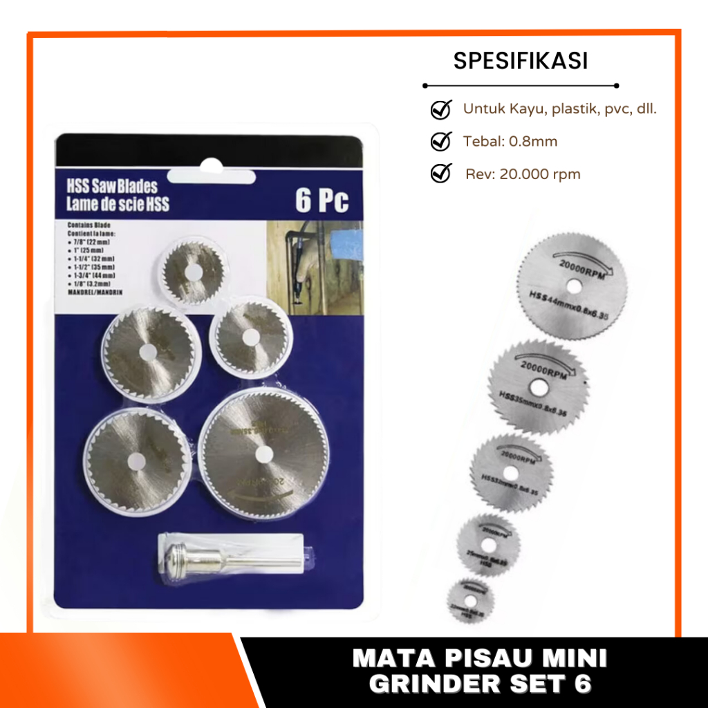 Mata Pisau Mini Grinder SET 7 Pcs Saw Blade Mini Grinder 7 pcs Mata Potong Gerinda Mini Mata Pisau K