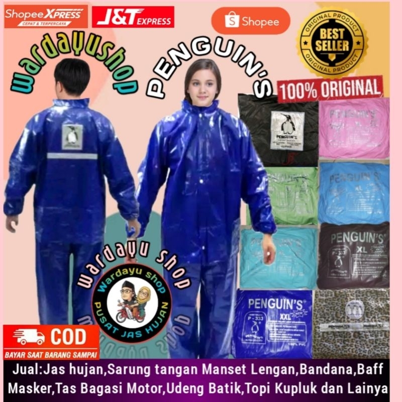 Jas Hujan Penguin P333 L - XL- XXL -XXXL Karet / Raincoat Penguins Setelan Jaket Baju Celana Jumbo D