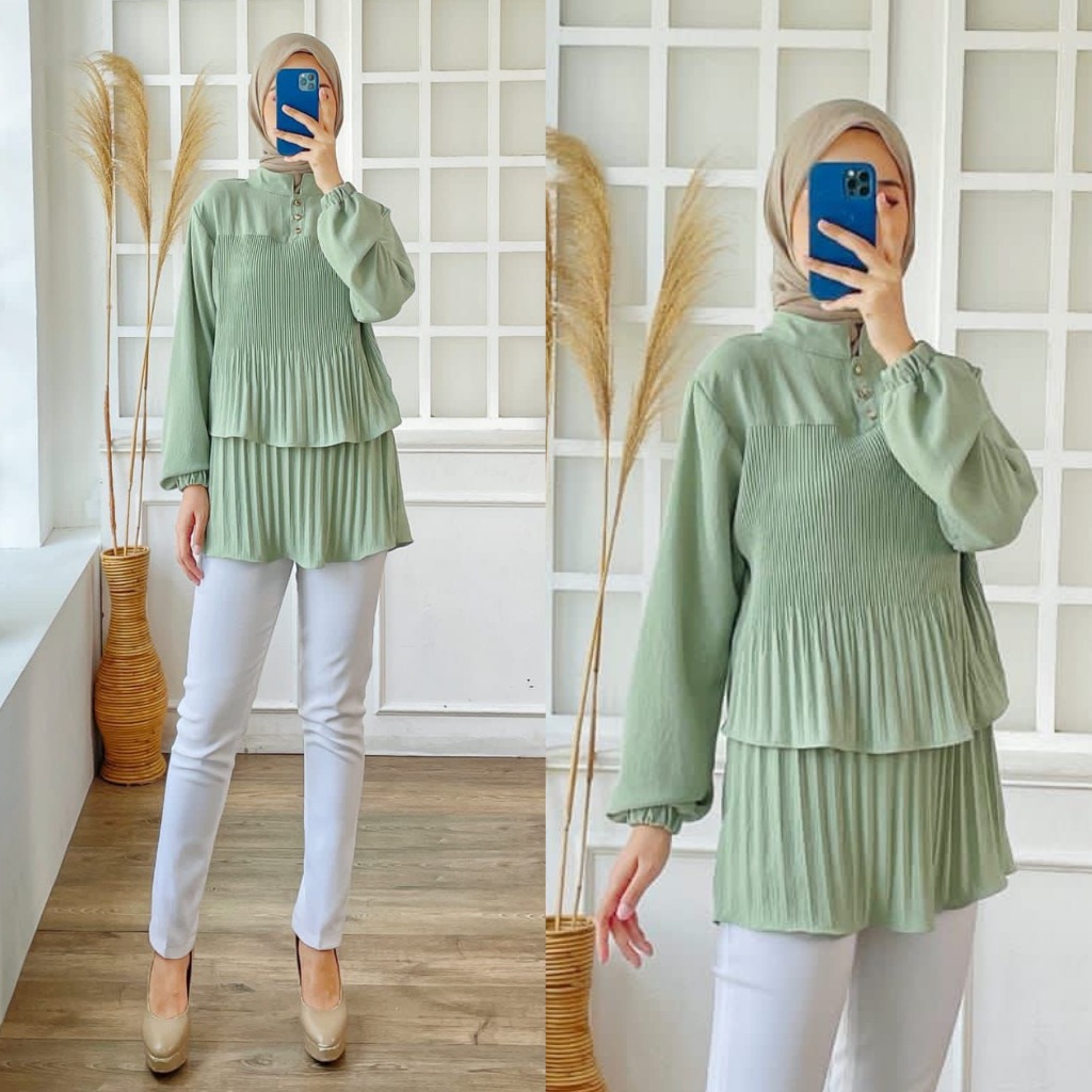ATASAN BLUS PLISKET POLOS BANGKOK VIRAL KEKINIAN