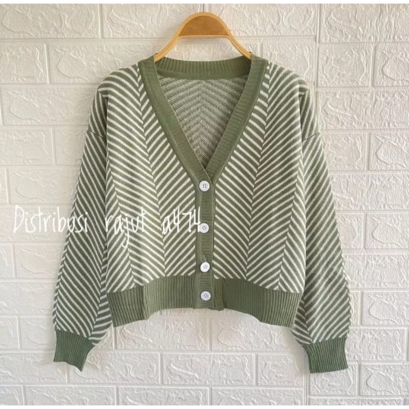 Cardigan Crop Rajut Premium Cardigan Crop Motif