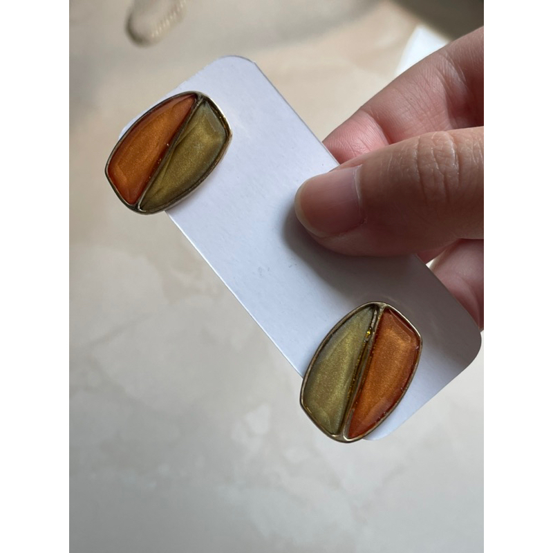 Vintage Y2K Dual Stones Earrings Earring Anting Korea