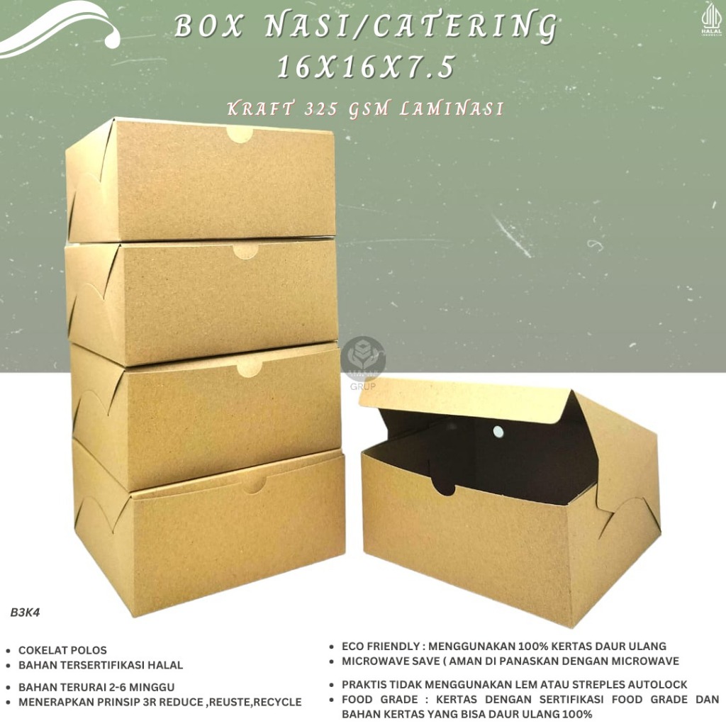 Box Nasi 16x16 Laminasi 325 Gsm Dus 16x16 (B3K4-16X16X7.5 Cm)