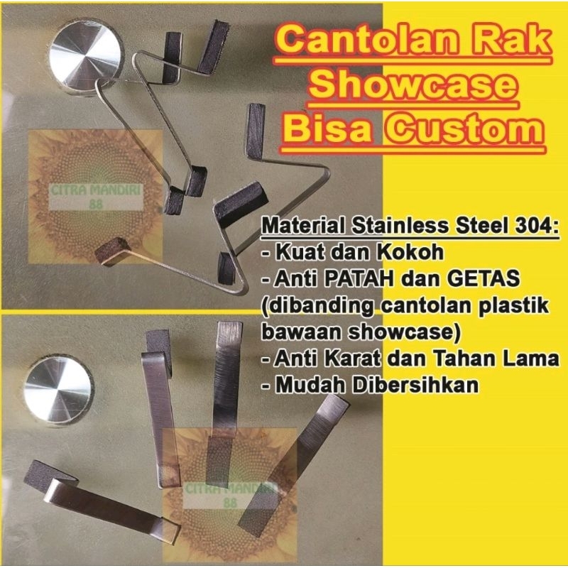 Cantolan Penyangga Rak Showcase Custome Tahanan Rak Ambalan