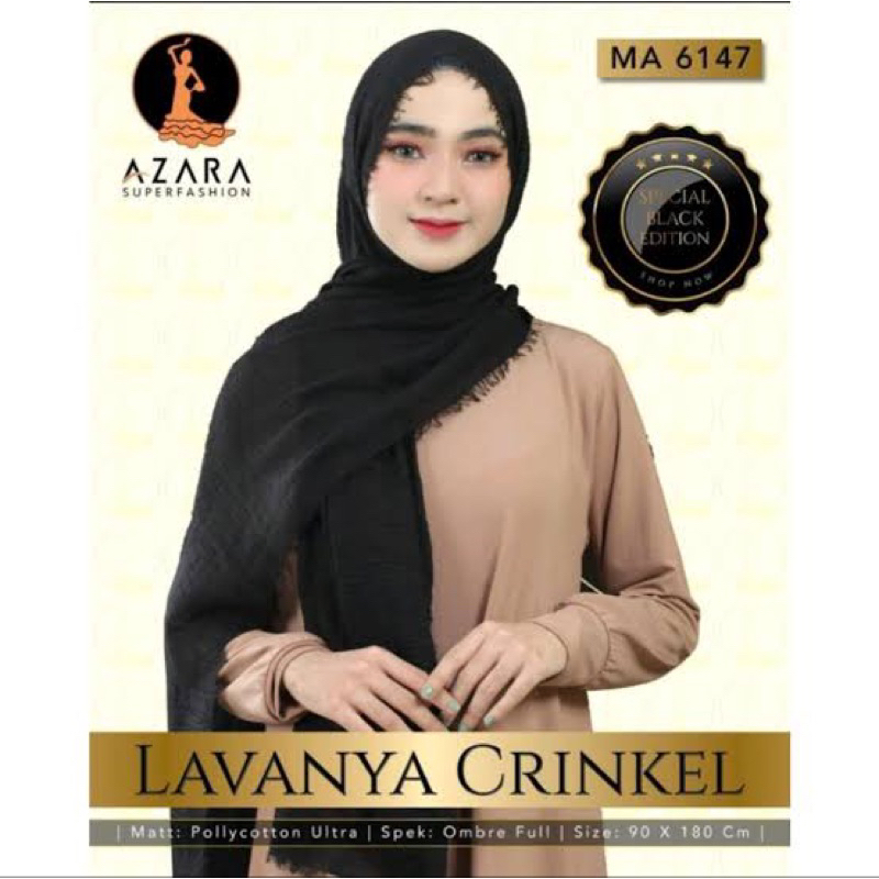 Lavanya Crinkle Khusus Hitam (pashmina kusut)