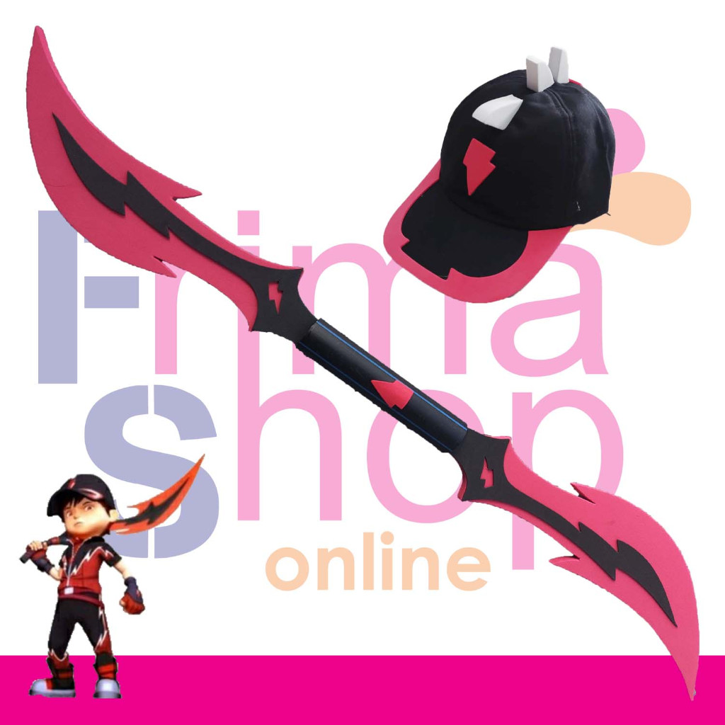 PAKET TOPI + PEDANG TOMBAK MAINAN BOBOIBOY HALILINTAR THE MOVIE