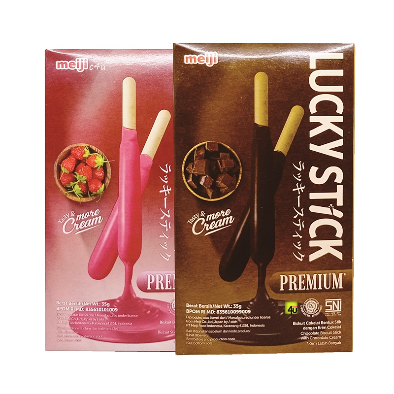 

Meiji Lucky Stick PREMIUM - Biskuit Stik Salut Krim