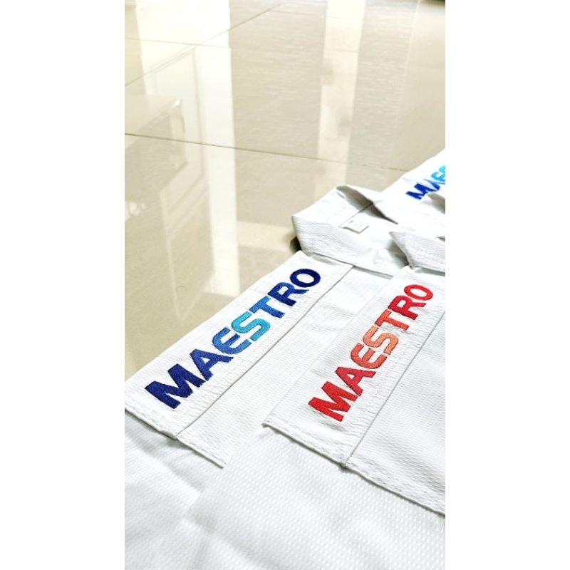 Baju Karate Kumite Maestro Model List Putih Merah Biru Baju Kumite Karate Terbaru 2024 Original Baju