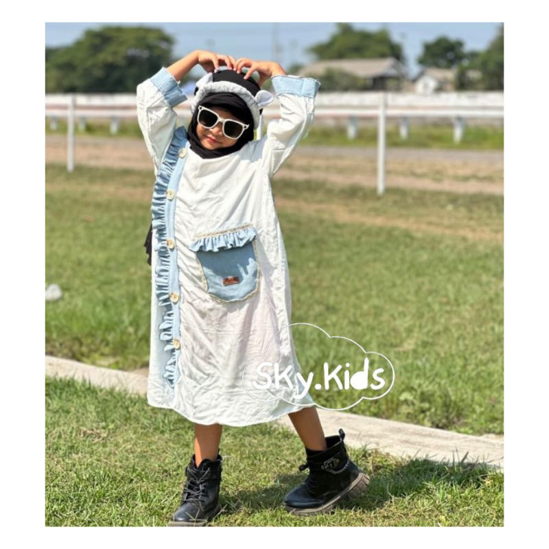 sky.kids Dress Korea style/dres putih /dress couple/Midi Dress Anak//Dress Couple