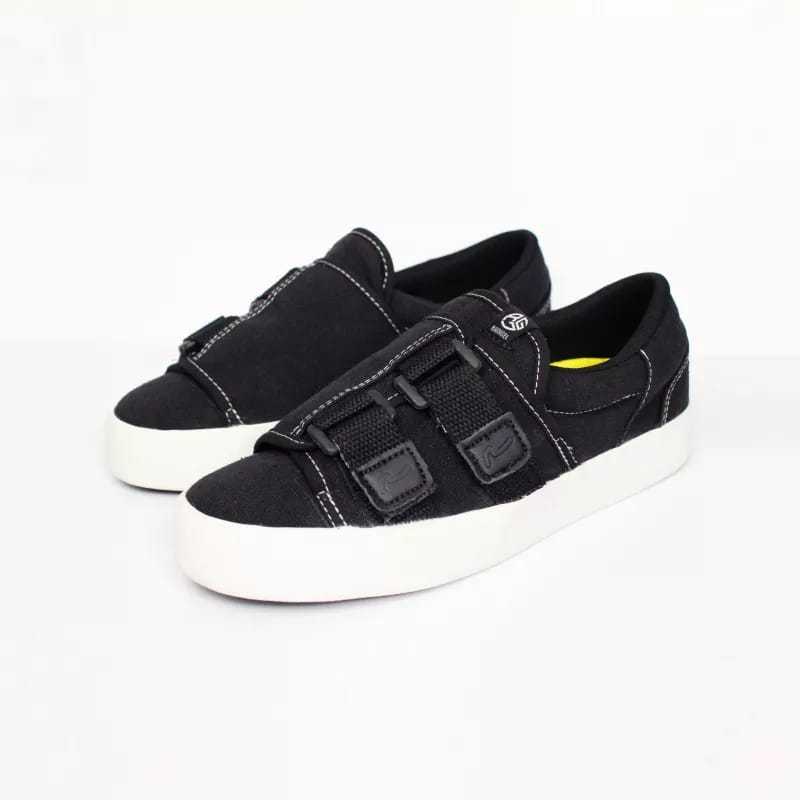 RAINGEL Sepatu Slip On Lokal / Sepatu Slip On Velcro RV.2 - Black White