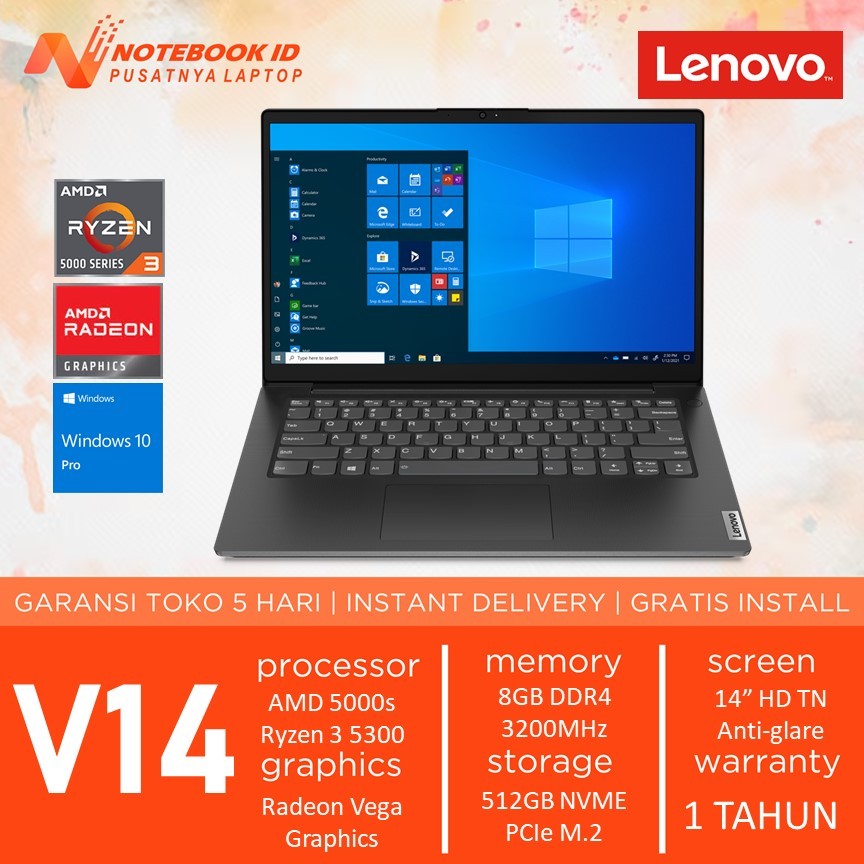 Laptop Lenovo V14 G2 ALC Ryzen 3 5300 8GB 512SSD W10 Pro