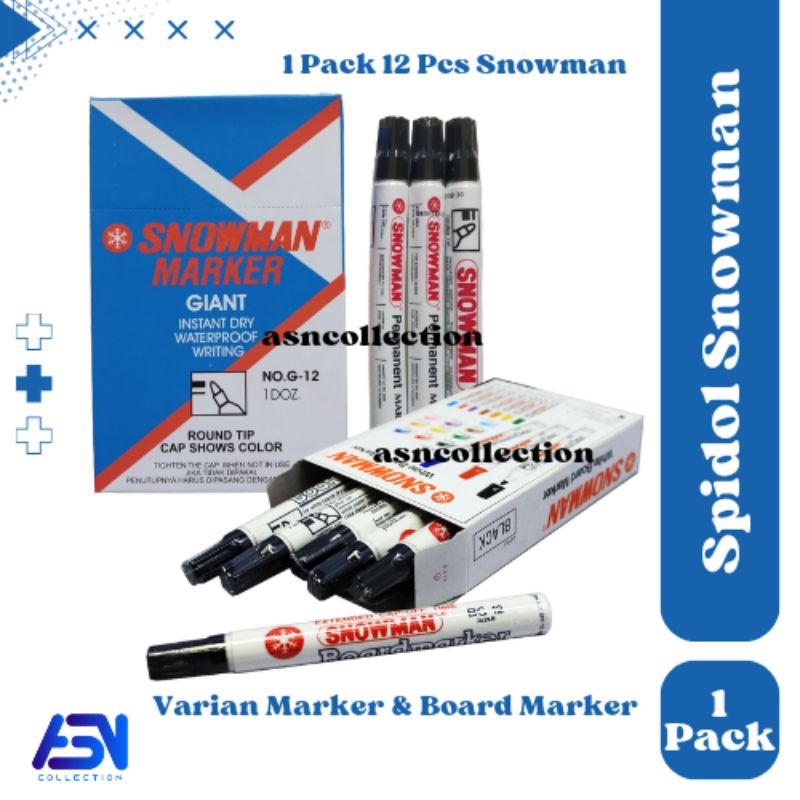 

Spidol Snowman 1 Pack 12 Pcs White Board Permanent