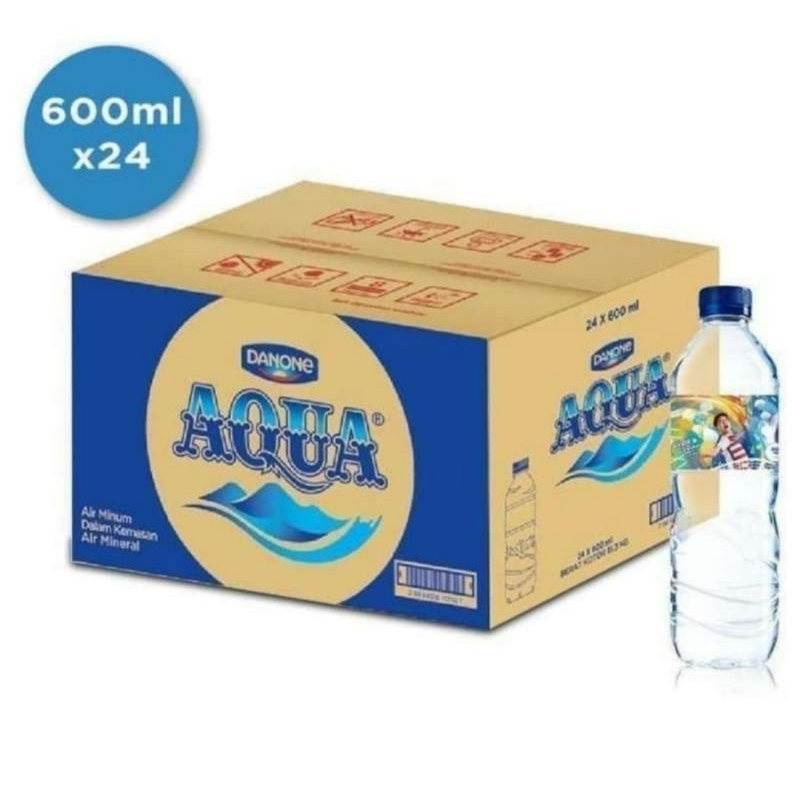 AQUA Botol Air Mineral 600 ml - 1 Dus / 24 Pcs