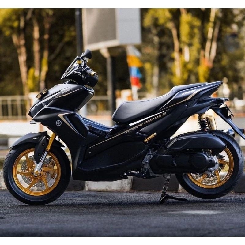 STRIPING STICKER LIS DECAL STANDAR ORI BERKUALITAS yamaha aerox R 2019 hitam gold