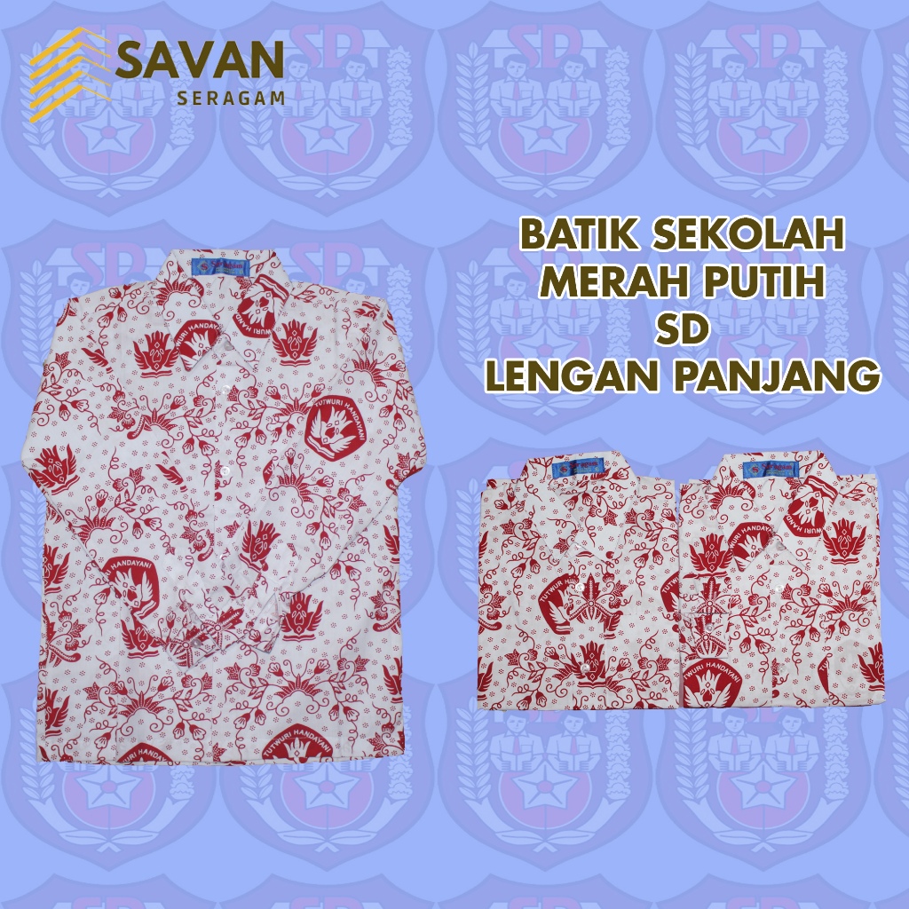 Seragam Sekolah Batik Lengan Panjang Merah Putih Tut Wuri Handayani SD