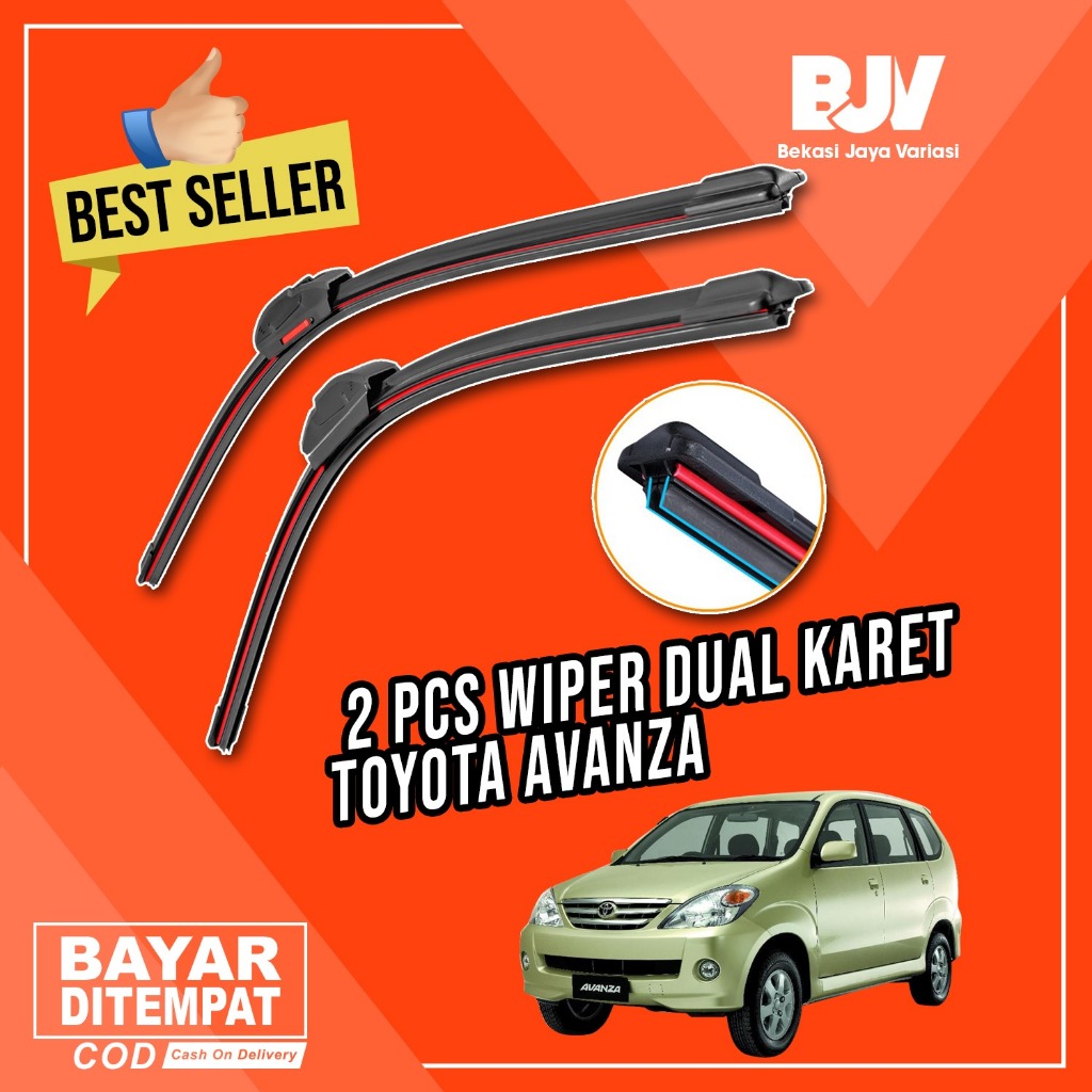 Wiper Mobil Dual Blade - Toyota Avanza 2003 - 2011 - Wiper Frameless Dua Karet Universal