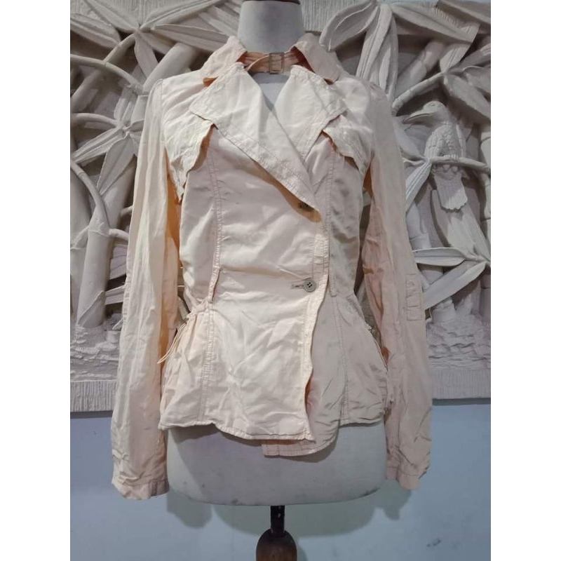 Blazer Wanita Parasut Coklat Muda / Jaket Parasut Wanita Cream Preloved