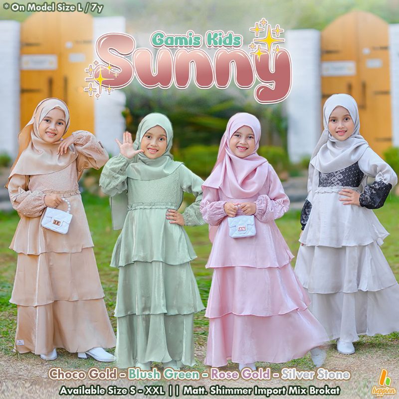 Gamis Pesta Anak Baju Muslim Brokat Polos Dress Cantik Perempuan Sunny Setelan Hijab Balita Usia Tan
