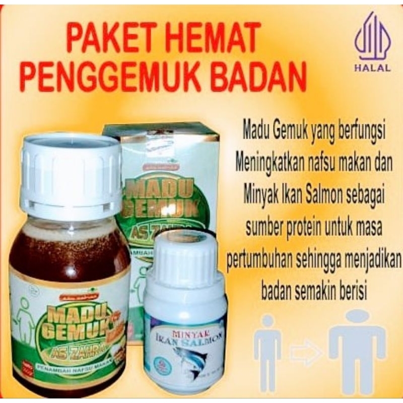 madu gemuk badan/madu gemuk sehat/paket penggemuk badan/minyak ikan salmon/minyak ikan omega 3