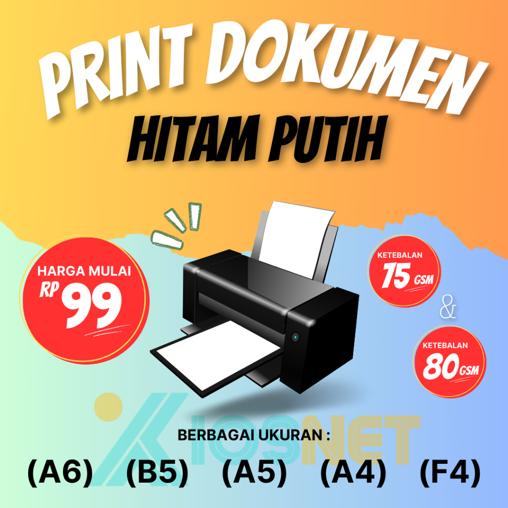 

Jasa Print Cetak Cepat Dokumen Hvs A6 B5 A5 A4 F4 80 75 Gsm Hitam Putih BW Berkwalitas Termurah
