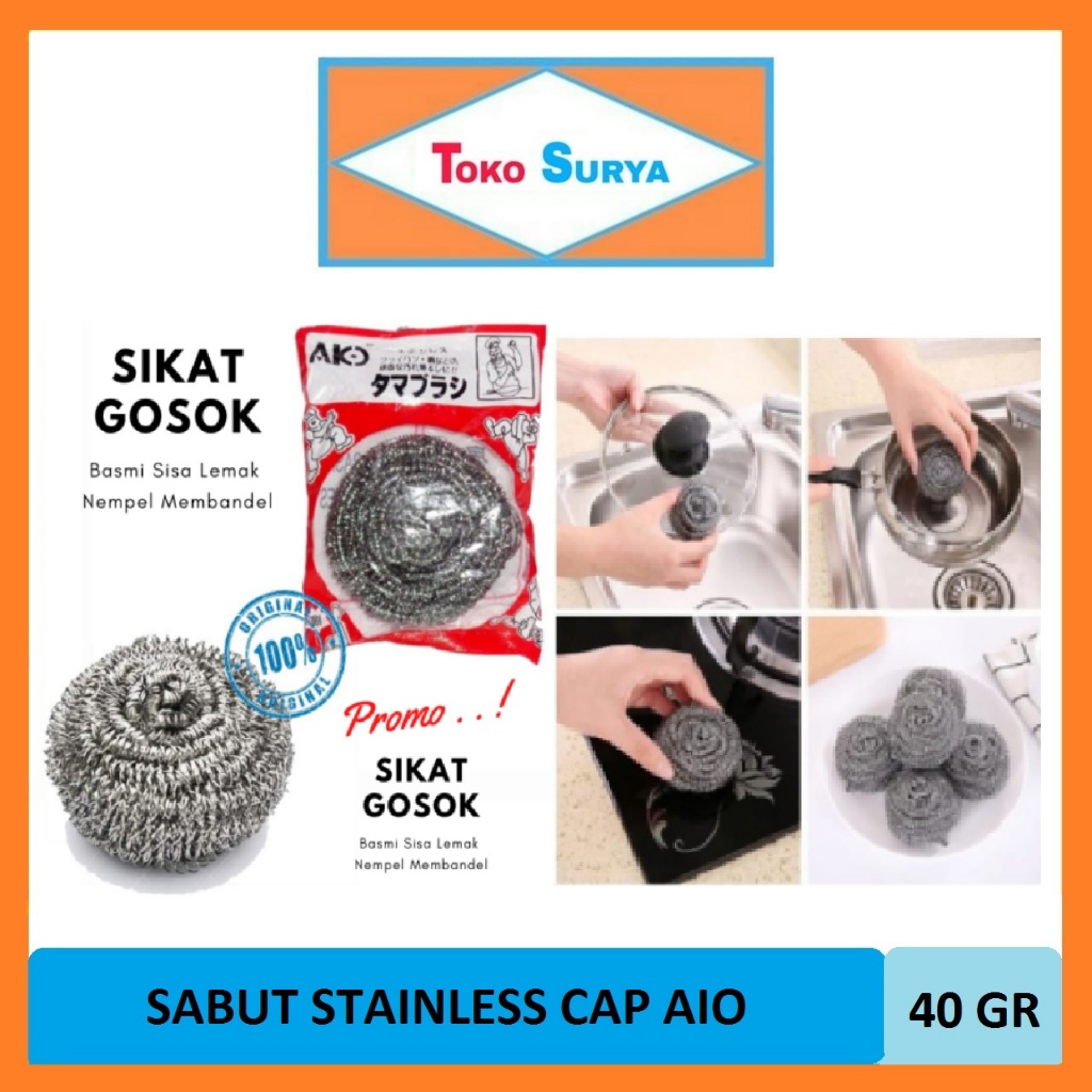 Sabut Stainless Pembersih Peralatan Dapur Cap AIO 40 Gr