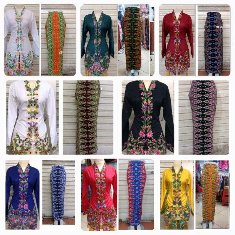 Set Atasan Kebaya Wanita Lengan Panjang Bordir Baju Kondangan Kekinian