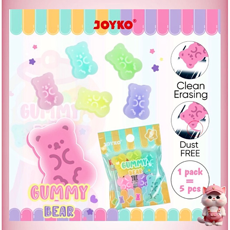 

N190 Penghapus Eraser Joyko ERT-136 Gummy Bear 1 Pack 5 Pcs