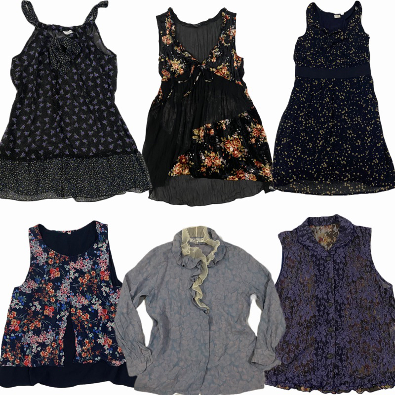 ★thrift preloved dress kemeja vest floral korean cute cottage core kawaii retro vintage purple ★