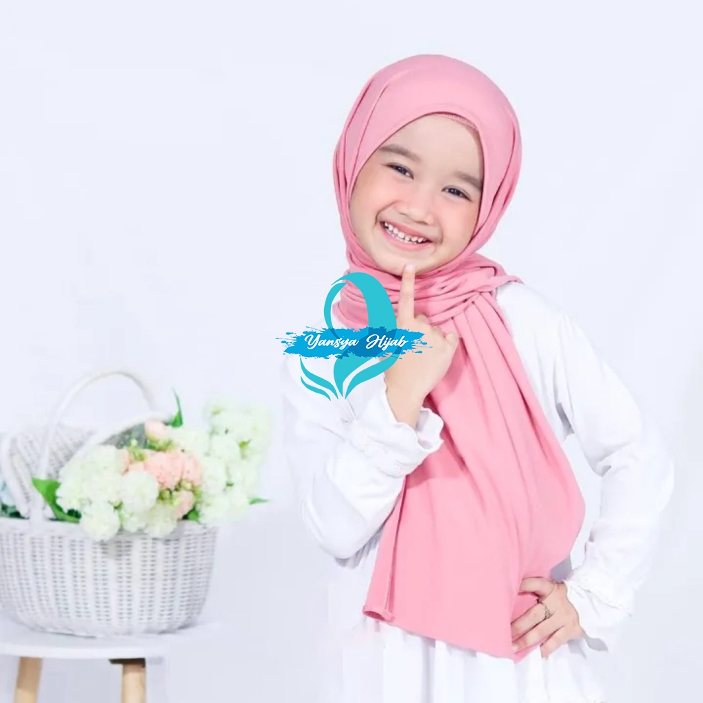 Pashmina Instan Oval Anak Jersey Umur 4 - 12 Tahun / Jilbab Hijab Kerudung Anak - Yansya Hijab