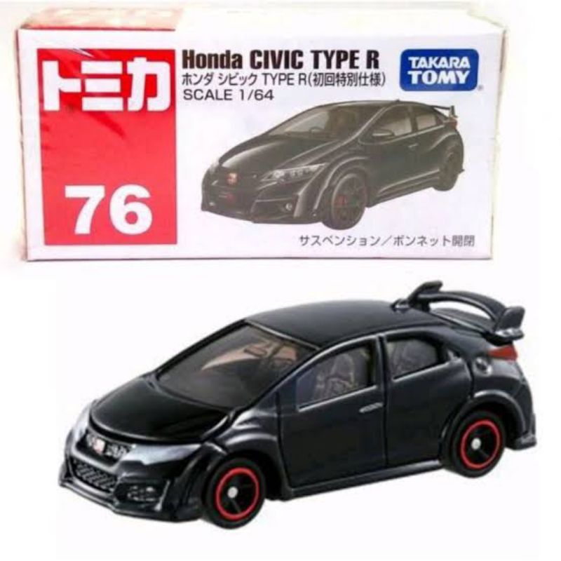 TOMICA HONDA CIVIC TYPE R BLACK HITAM #76 TAKARA TOMY DIECAST MOBIL HATCHBACK CITY CAR KADO MAINAN A