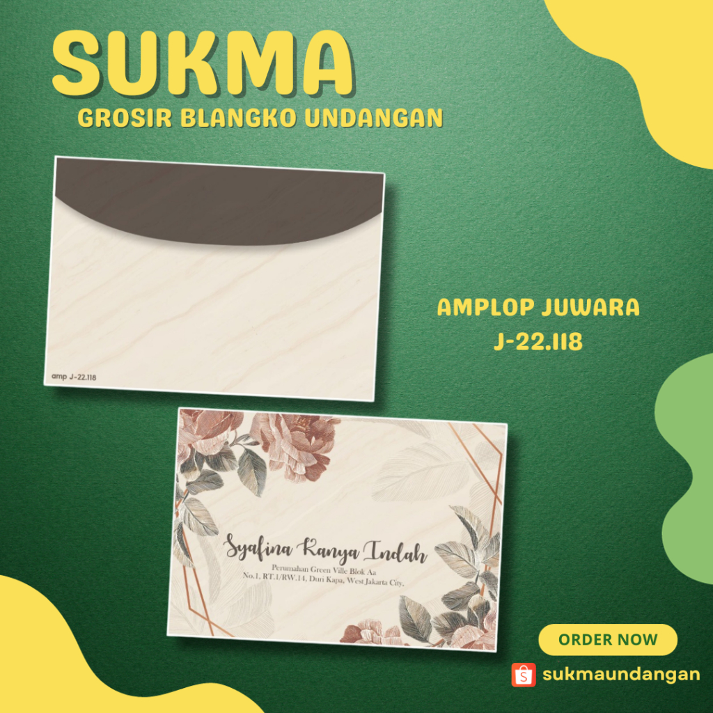 

AMPLOP KONDANGAN NIKAH MURAH JUWARA J-22.118 50 PCS UKURAN KECIL | SUKMA UNDANGAN