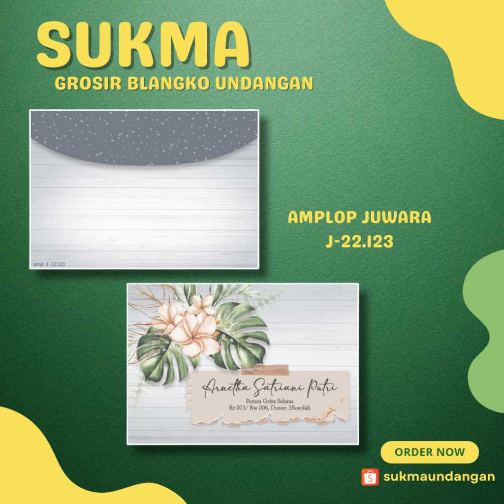 

AMPLOP KONDANGAN NIKAH MURAH JUWARA J-22.123 50 PCS UKURAN KECIL | SUKMA UNDANGAN