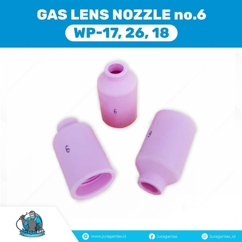 keramik Argon Gas Lens Nozzle No 6 untuk Stang Las Argon wp-17 26 18