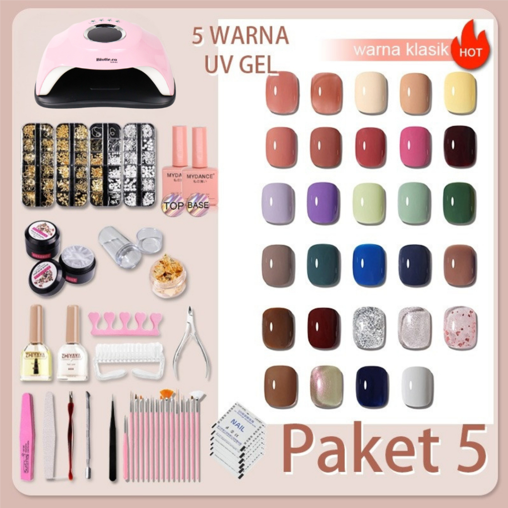 Paket Nail Art UV Led Gel Set Lengkap Kutek Lampu UV Set