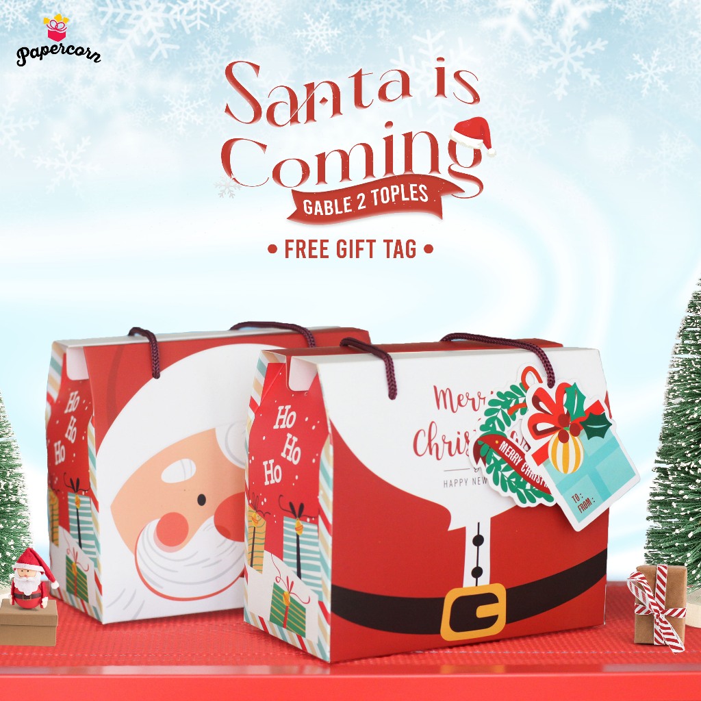 

10 Pcs Gable Box Natal SANTA 2 Toples uk 19x10x11 cm