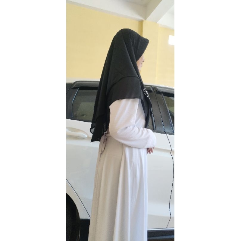 Hijab Instan Jilbab Khimar Syar'i Ceruti 2 layer Kerudung Seragam Pengaosan