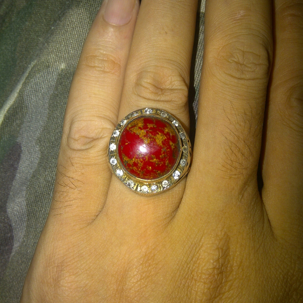 Batu akik Pirus Merah Serat Emas Asli Langka