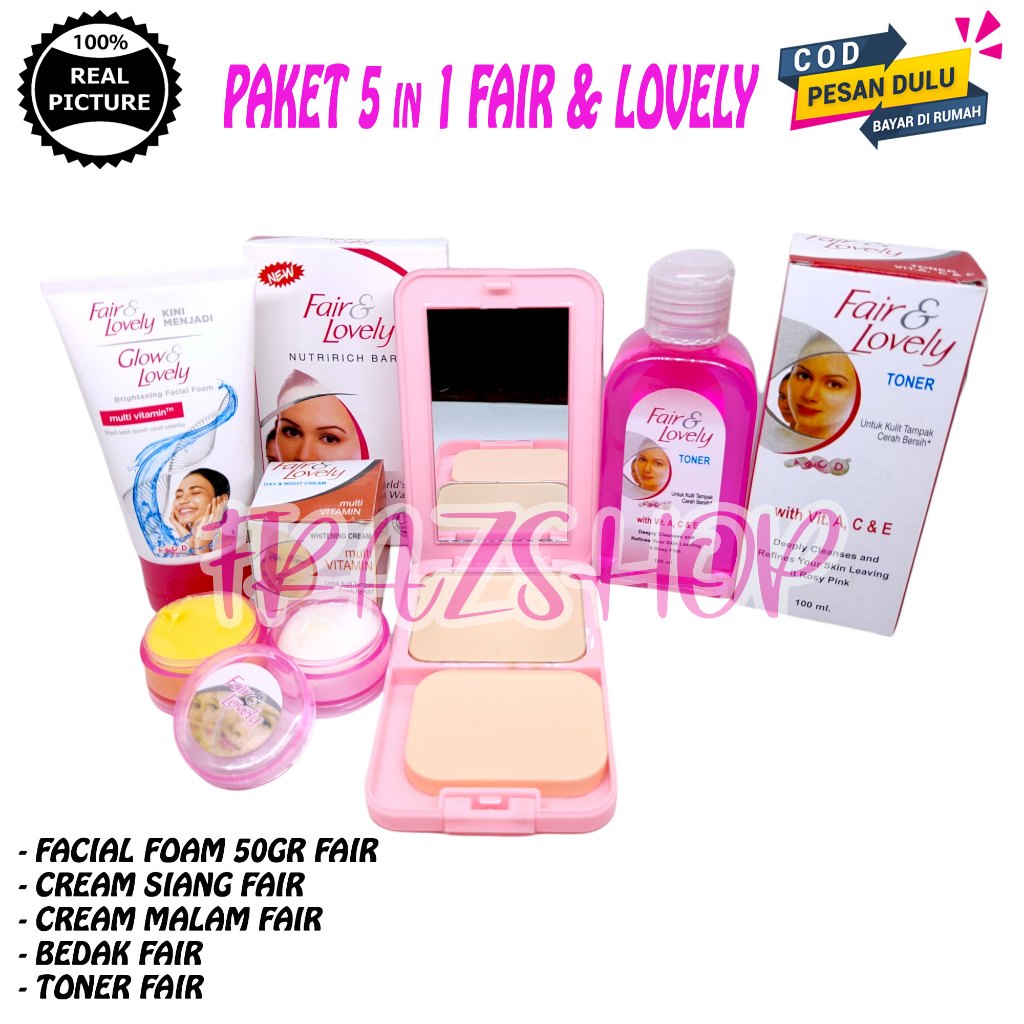 Paket Skincare Fair & Lovely ( Facial Foam - Cream Siang Malam Fair - Bedak - Toner Fair )
