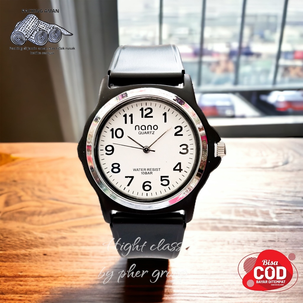 Nano Jam Tangan Pria Simple Bisa Dibawa Berenang Jam Cowok Analog Bahan  Rubber Anti Air