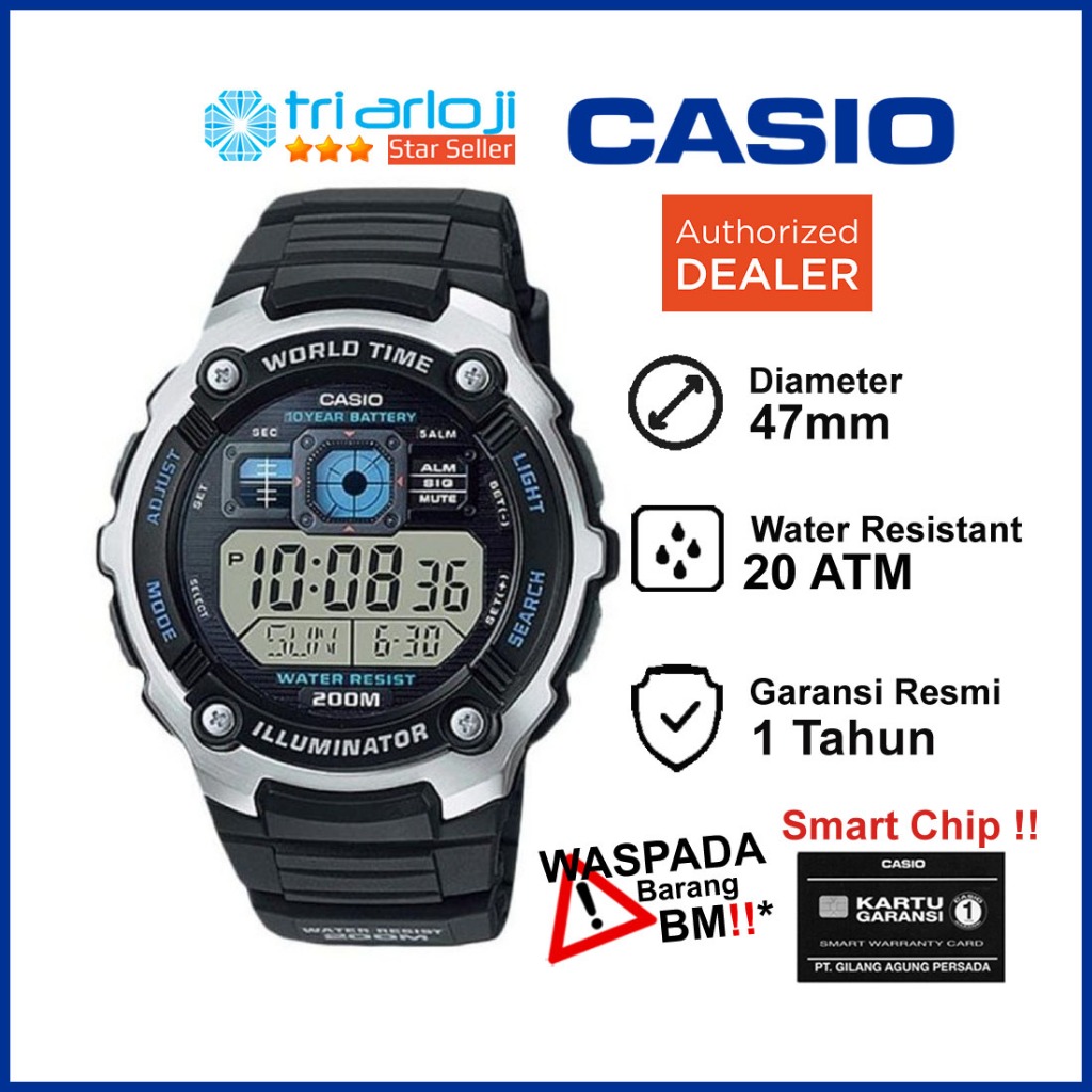 CASIO AE-2000W-1AVDF Jam Tangan Pria Digital AE2000W AE-2000W-1A