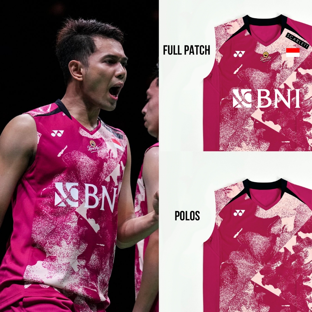 Jersey Badminton Bulu Tangkis Singlet Fajar Alfian Rian Timnas Indonesia Team 2023 Sleeveless - 1050
