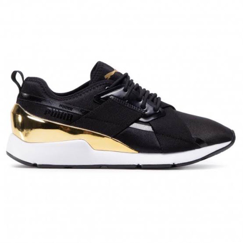 Sepatu Casual PUMA Muse X-2 Metallic Wn s Black-Gold 370838 07