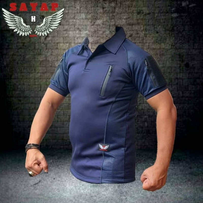 QH atasan pria bdu wangki army tni loreng polos baju lengan pendek berkerah kaos Origan Sayap