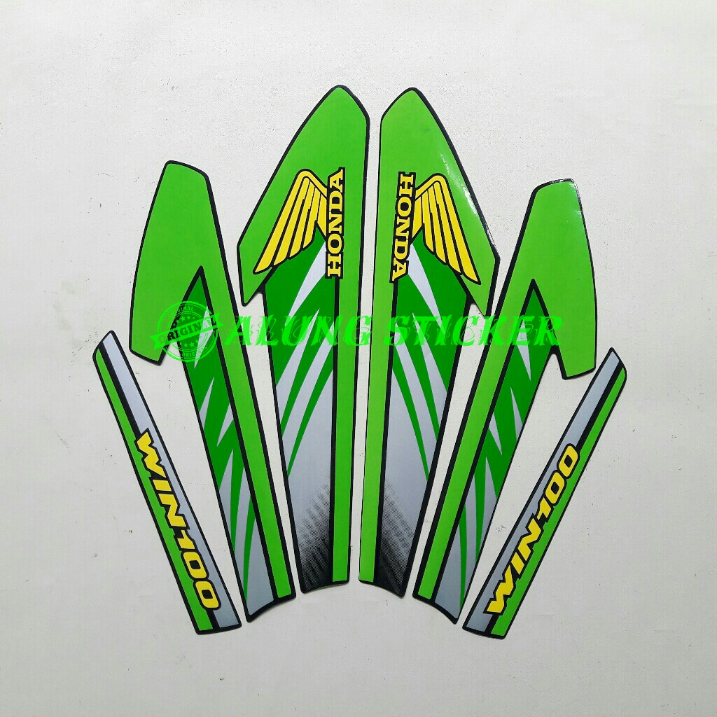 STIKER STRIPING LIS LES BODY MOTOR HONDA WIN 100 TAHUN 1996 HIJAU 1SET STANDAR