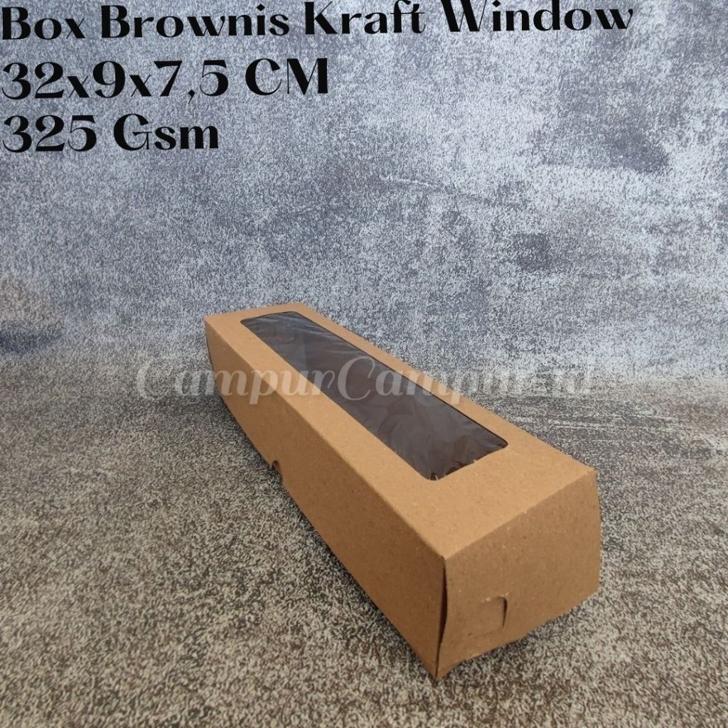 

Box Kraft Coklat Window Jendela Mika Roll Tart 32x9x7,5 Cm Dus Kotak Kue Rolltart bolu Brownis