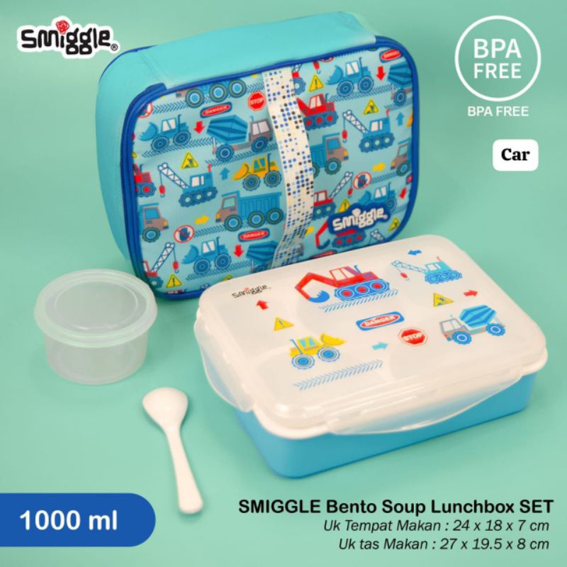 Smiggle Lunch Box Set Bag Set Kotak Makan 5 Sekat Free Tas