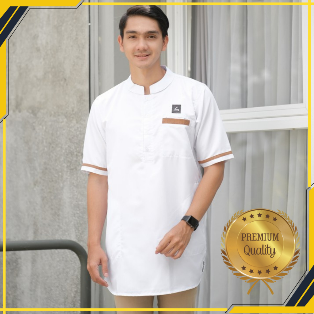 Baju Koko Pria Kokoh Cowok Dewasa Lengan Pendek Kurta Kasual Muslim Modern Fit Elegan Exclusive Laki